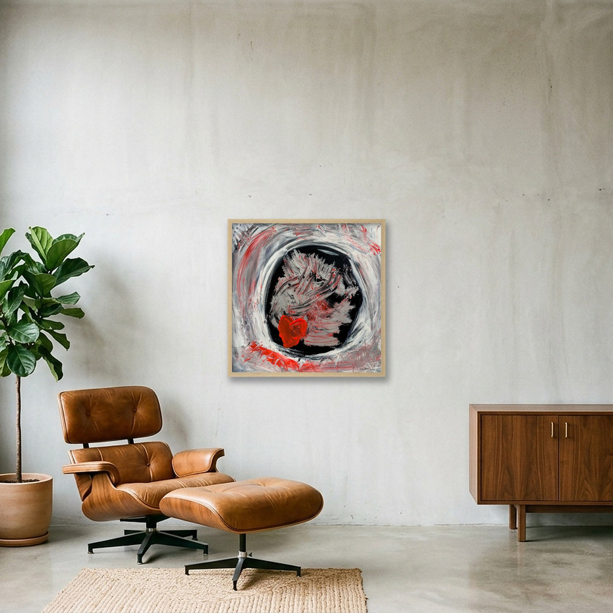 Heart of Light — 50×50cm, 20×20" Oak Frame