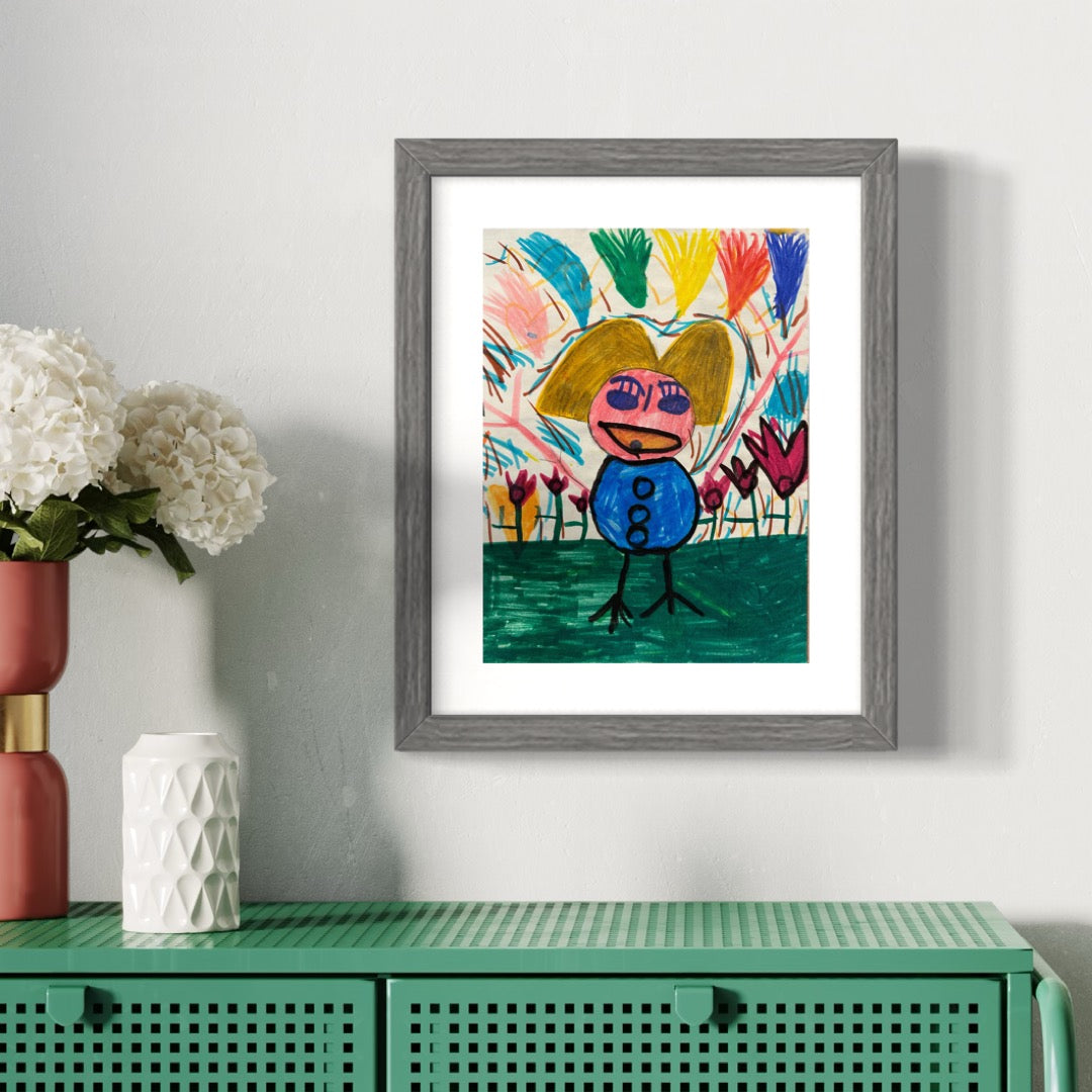 Happy Clara, Marker on paper, 2023 (9x12")