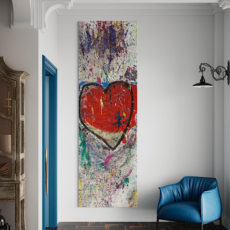 My heart, Painting, Acrylic on Non-Woven Fabric, 2023 (118"x37")
