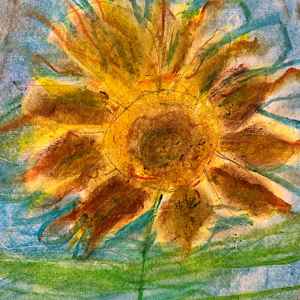 Little Becka Sunflower - Drawing, Crayon on paper, 2024 (17x14")
