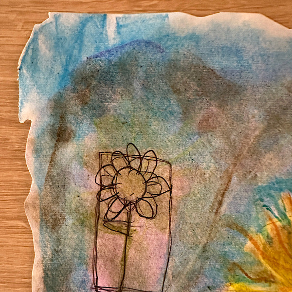 Little Becka Sunflower - Drawing, Crayon on paper, 2024 (17x14")