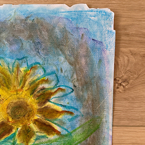 Little Becka Sunflower - Drawing, Crayon on paper, 2024 (17x14")