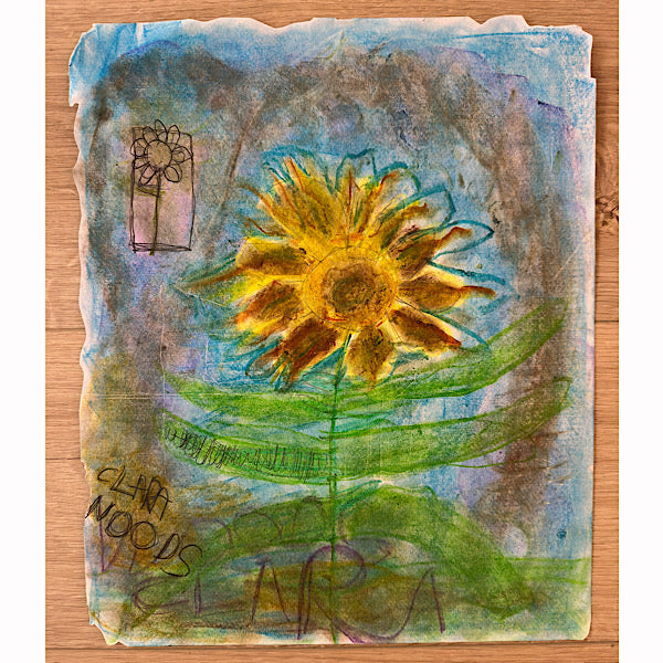 Little Becka Sunflower - Drawing, Crayon on paper, 2024 (17x14")