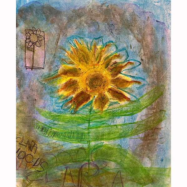 Little Becka Sunflower - Drawing, Crayon on paper, 2024 (17x14")