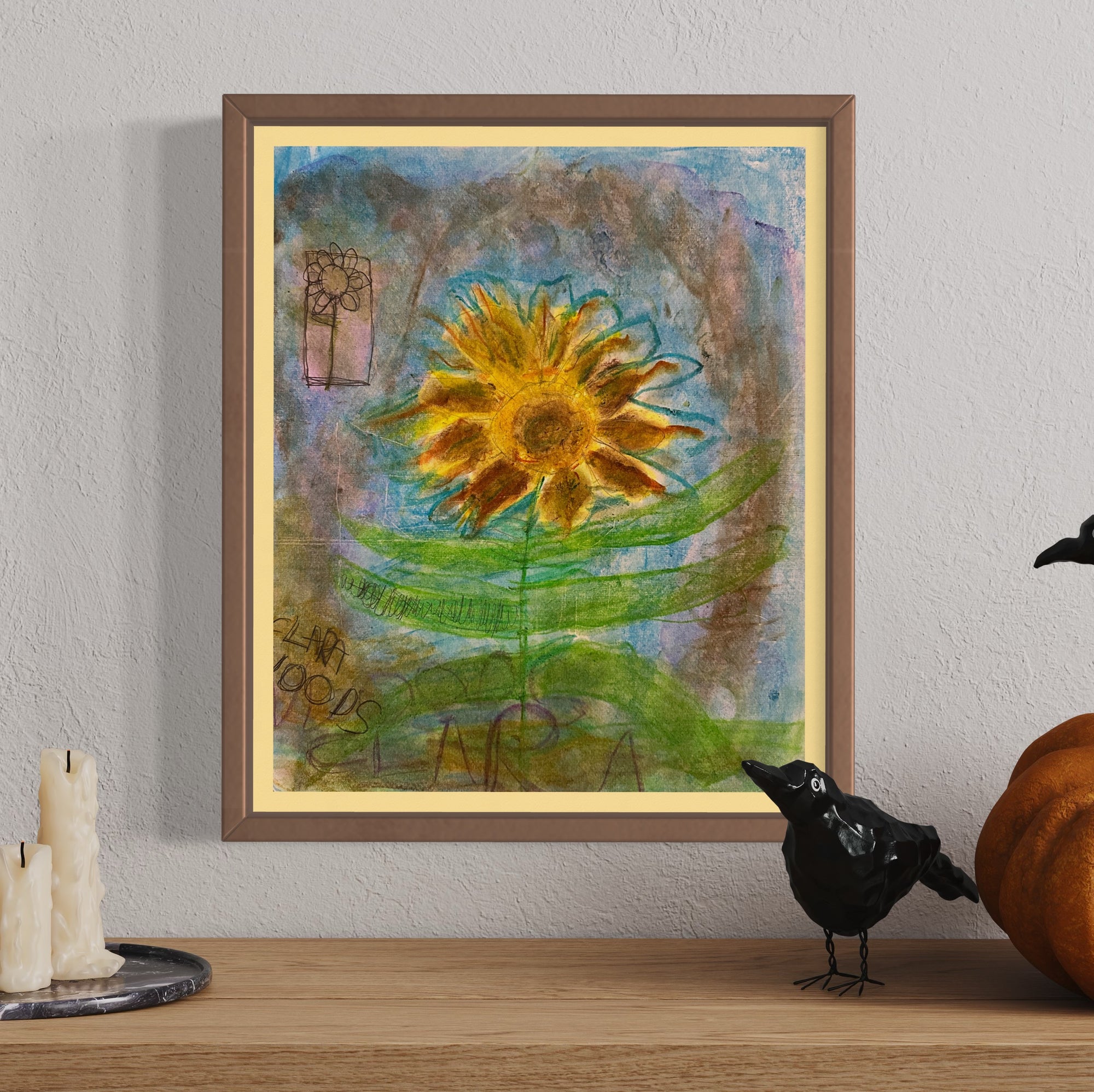 Little Becka Sunflower - Drawing, Crayon on paper, 2024 (17x14")