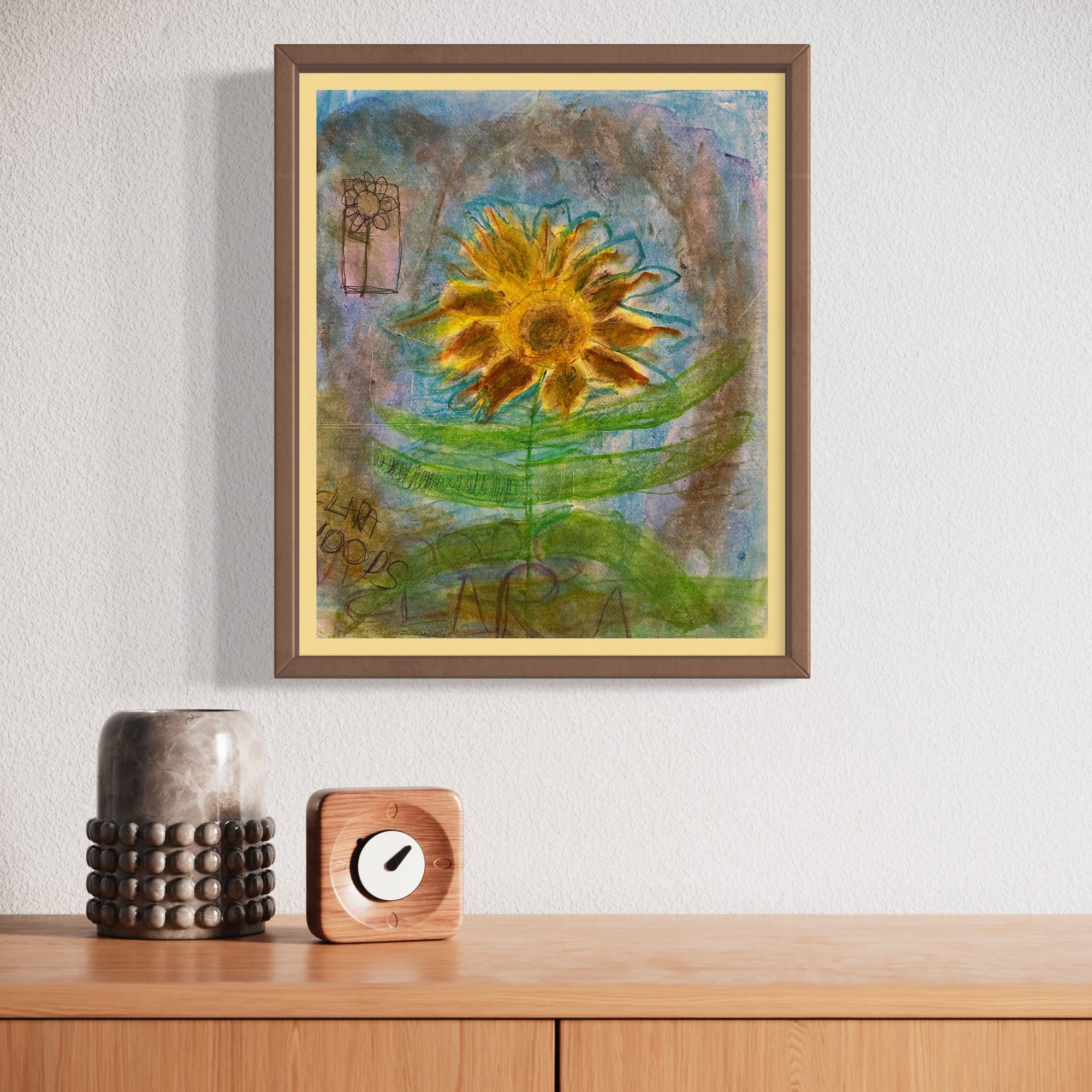 Little Becka Sunflower - Drawing, Crayon on paper, 2024 (17x14")