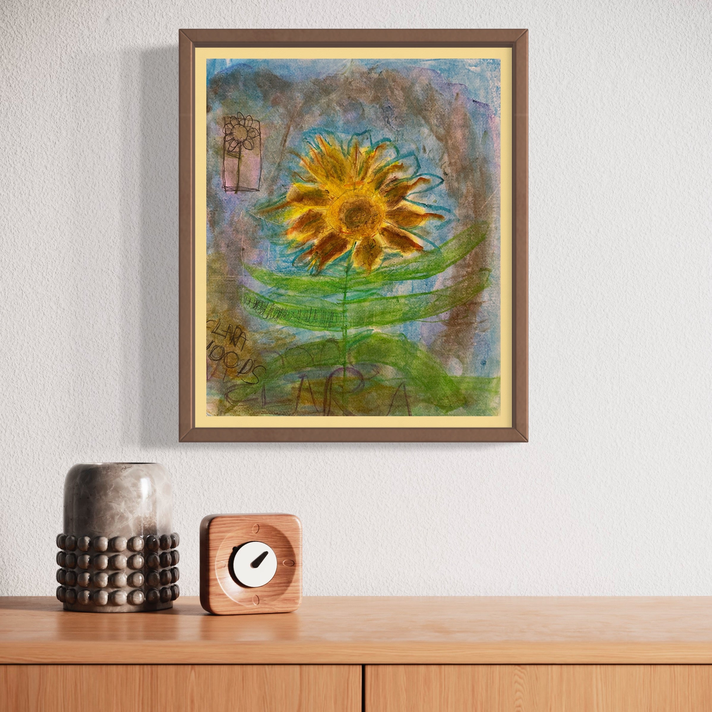 Little Becka Sunflower - Drawing, Crayon on paper, 2024 (17x14")