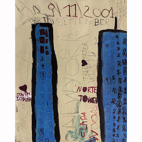 9-11 Tribute - Acrylic on cardboard, 2024 (23x18")