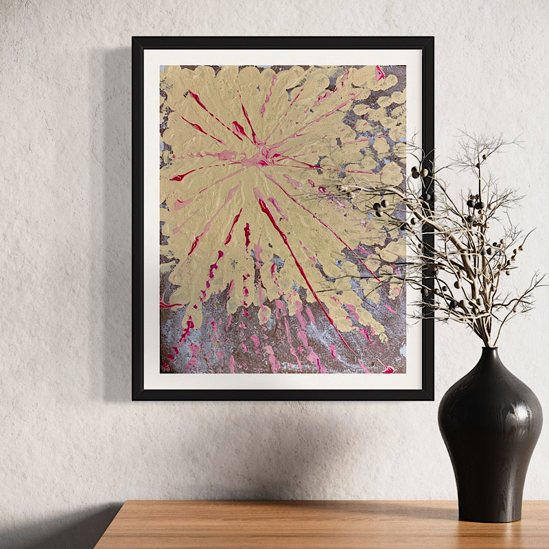 Pink Splash, Acrylic on MDF, 2024 (20x16")