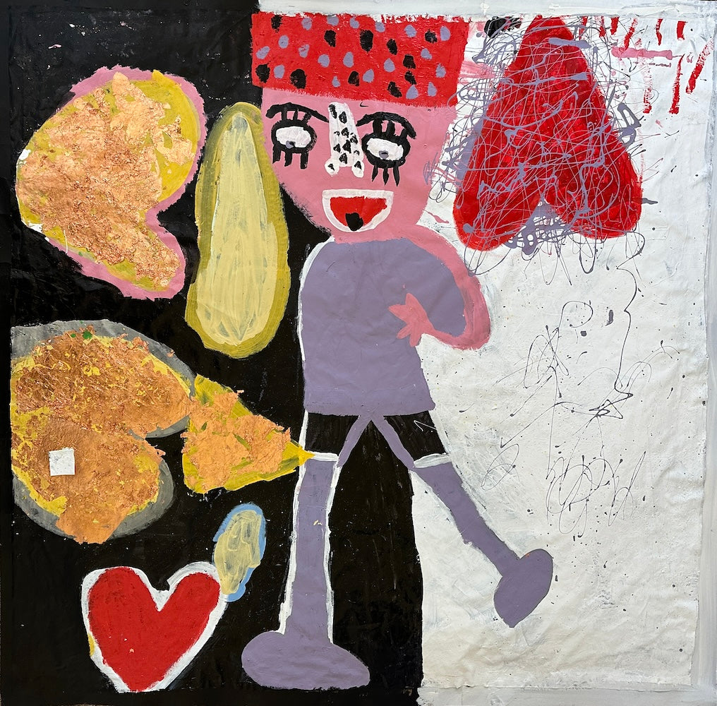 Keep Going, Acrylic on Woven and paper (57x57")