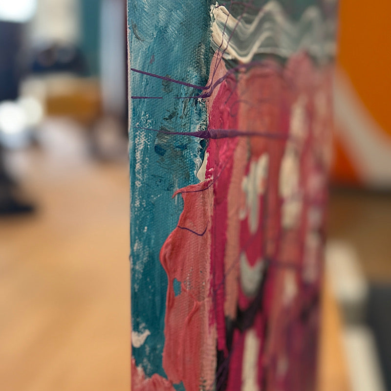Close-up of a textured surface with abstract patterns and colors.