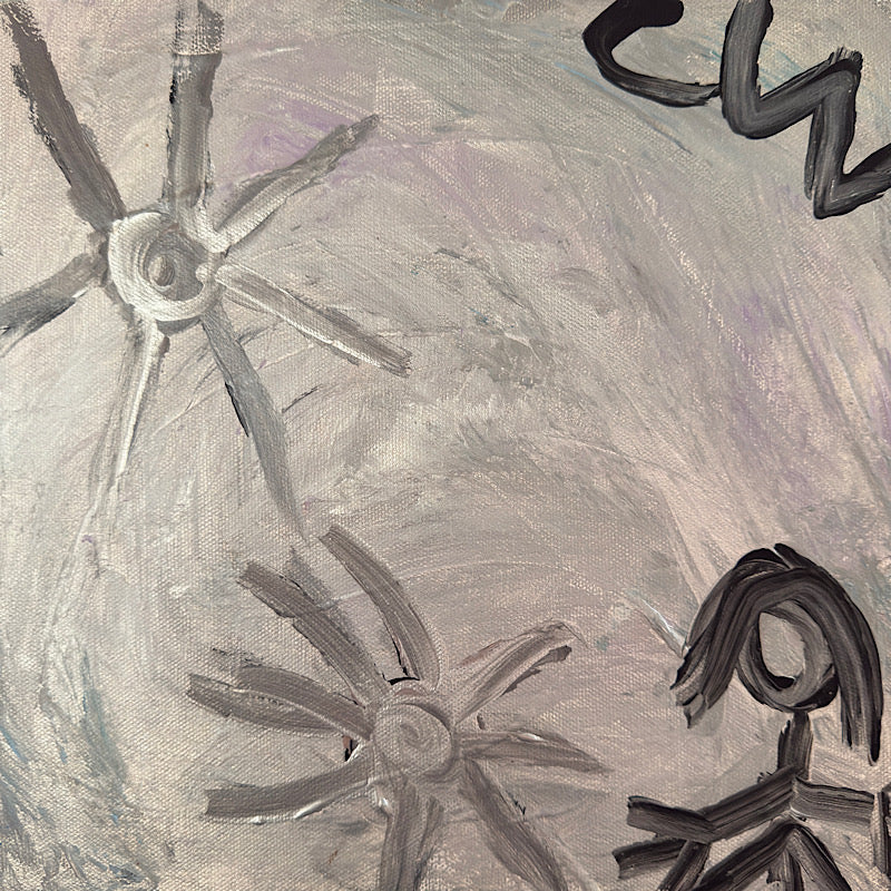 Little Moon original painting by Clara Woods — additional detail view of silver star motif with expressive acrylic texture, Clara Woods Collection, 2026