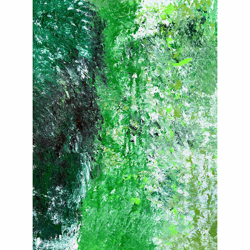 Atlantic, Original by Clara Woods — 40x30 in acrylic on canvas, close-up texture detail of deep emerald green and white impasto brushstrokes