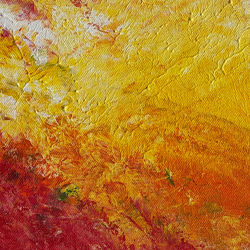 Ocean Breeze, Original by Clara Woods — displayed on a grey wall under a black picture light, full painting illuminated above a dark wooden console table