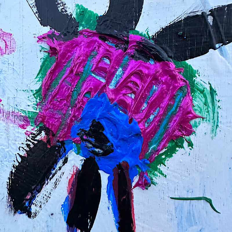 Never give up, Painting, Acrylic on wood, 2023 (17x17")