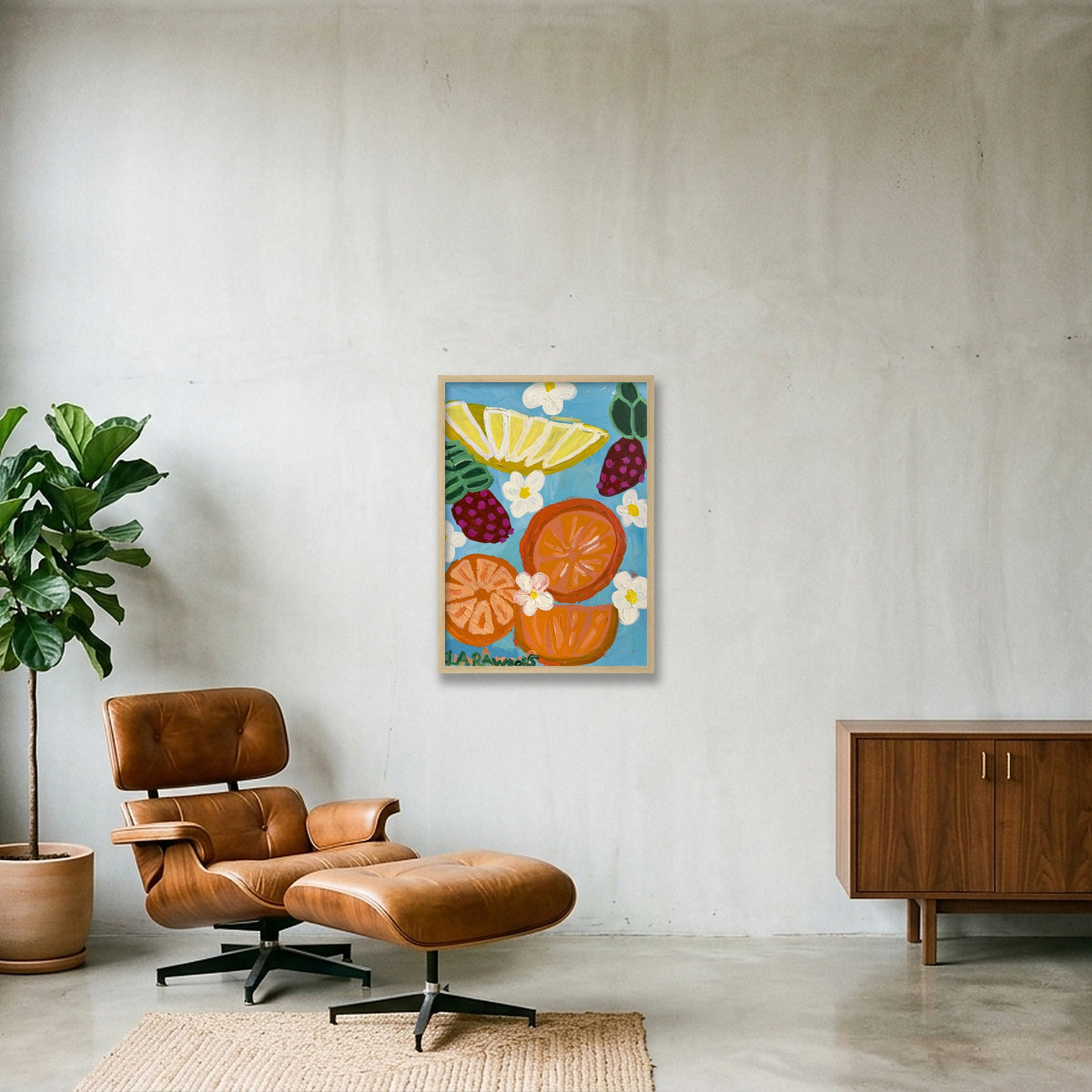 Citrus Pop Print — 42×59cm, 17×23" Oak Frame