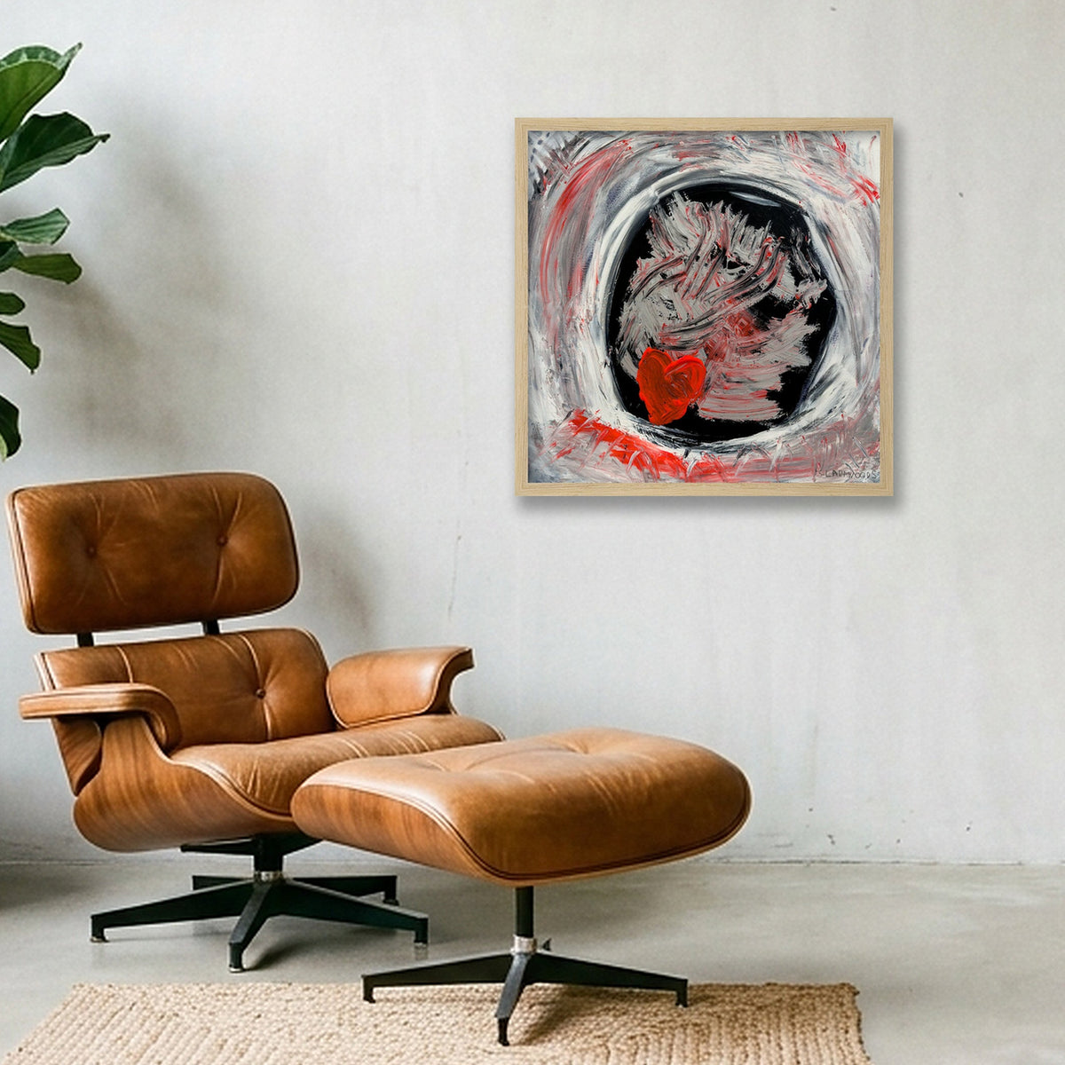Heart of Light — 40×40cm, 16×16" Oak Frame