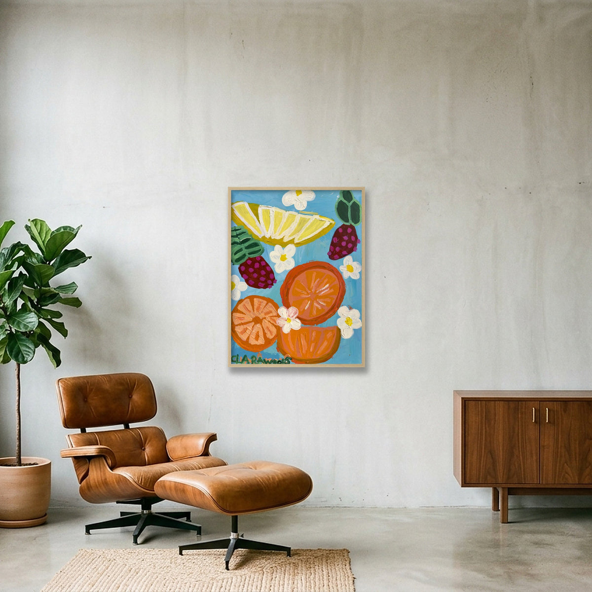 Citrus Pop Print — 60×80cm, 24×31" Oak Frame