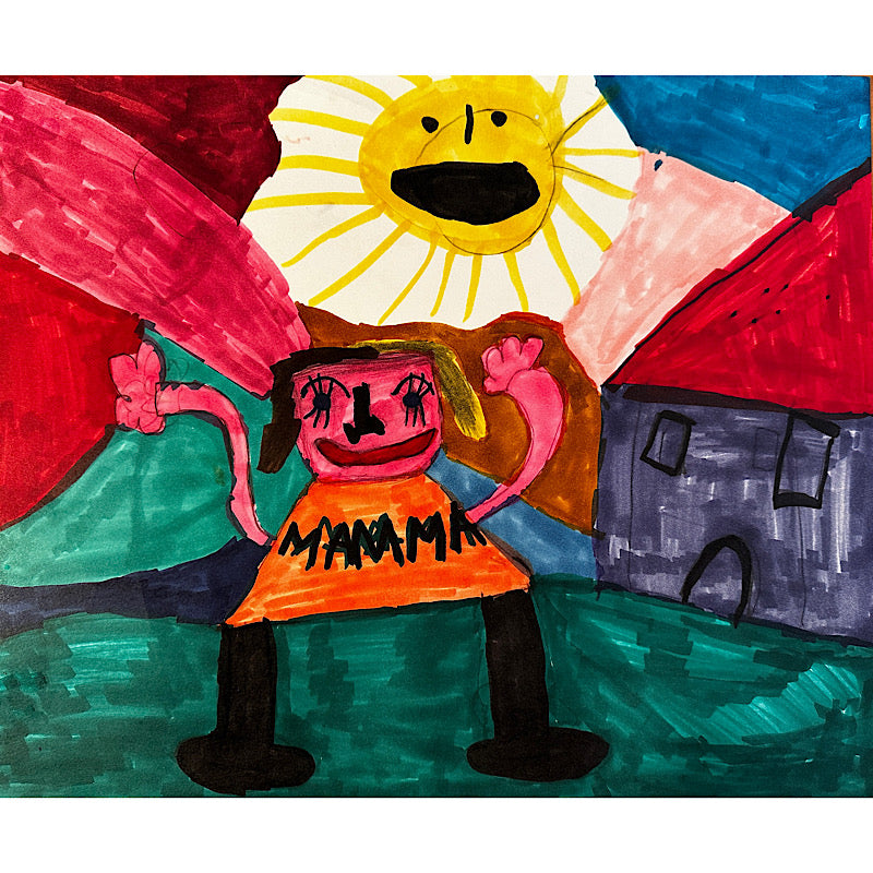 Mom - Original Drawing, Marker on paper, 2022 (14x17")