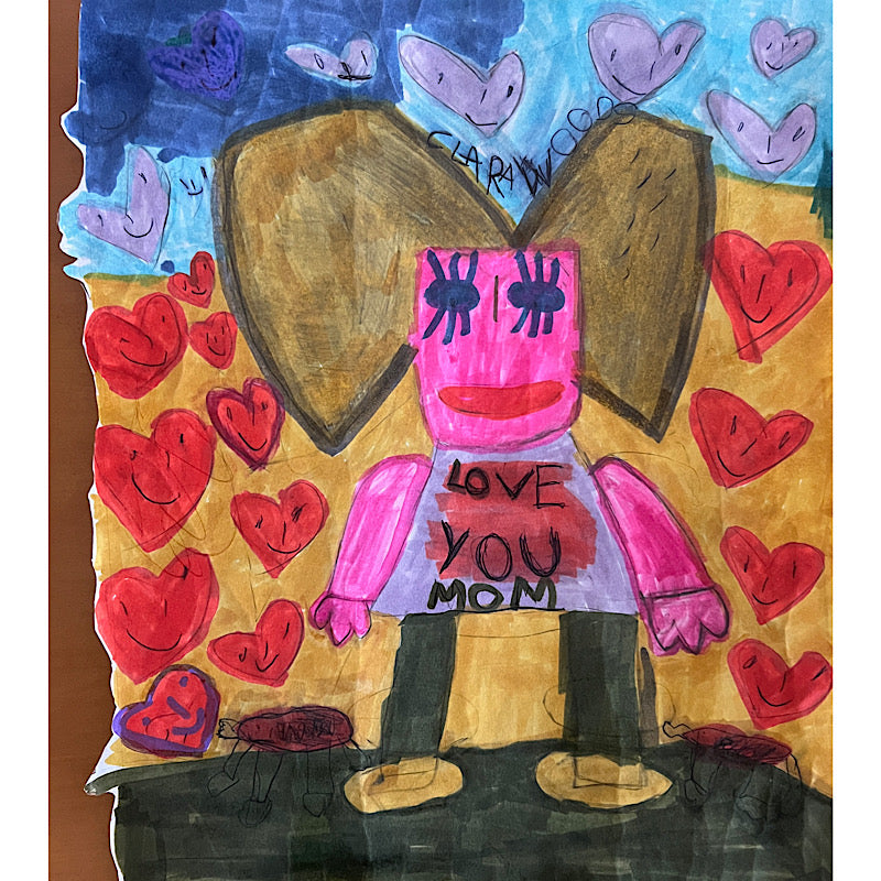 Super Mom / self-portrait, Marker on paper, 2022 (14"x11.5")