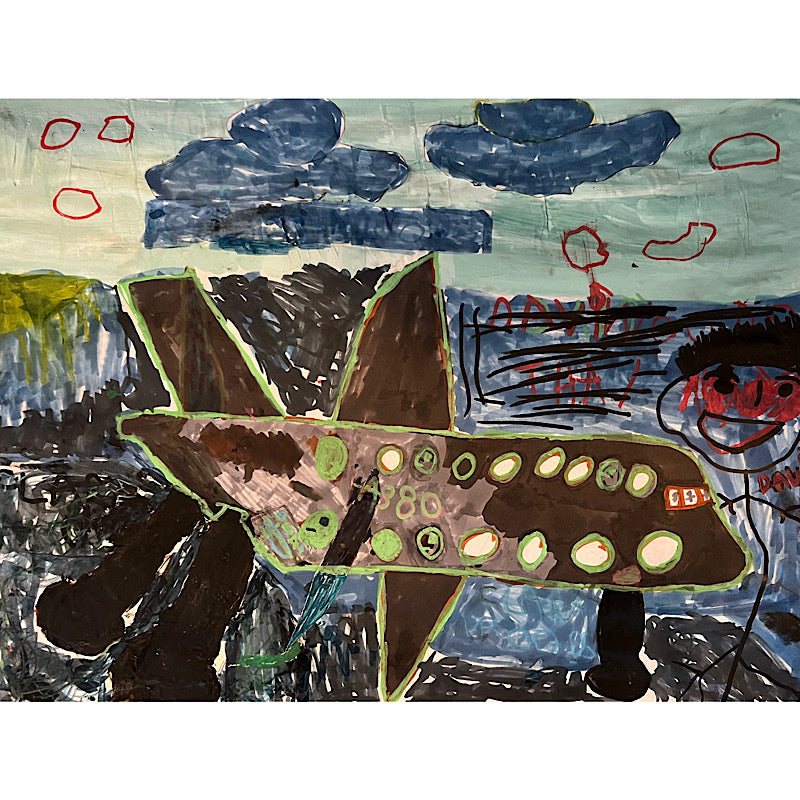 Davi, the pilot, Marker on paper, 2022 (18x24")