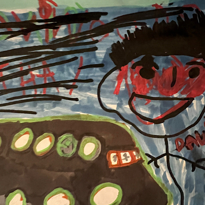 Davi, the pilot, Marker on paper, 2022 (18x24")