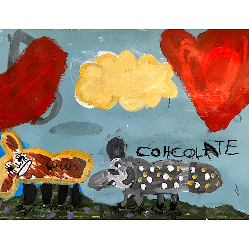 Guinea Pigs Love, Painting, Acrylic on paper, 2022 (18"x24")