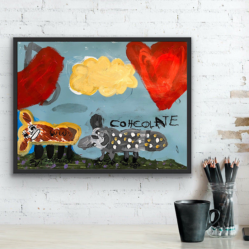 Guinea Pigs Love, Painting, Acrylic on paper, 2022 (18"x24")