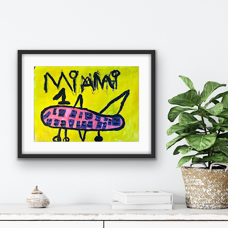 Miami, here we come, Painting, Acrylic on paper, 2022 (11x16.5")