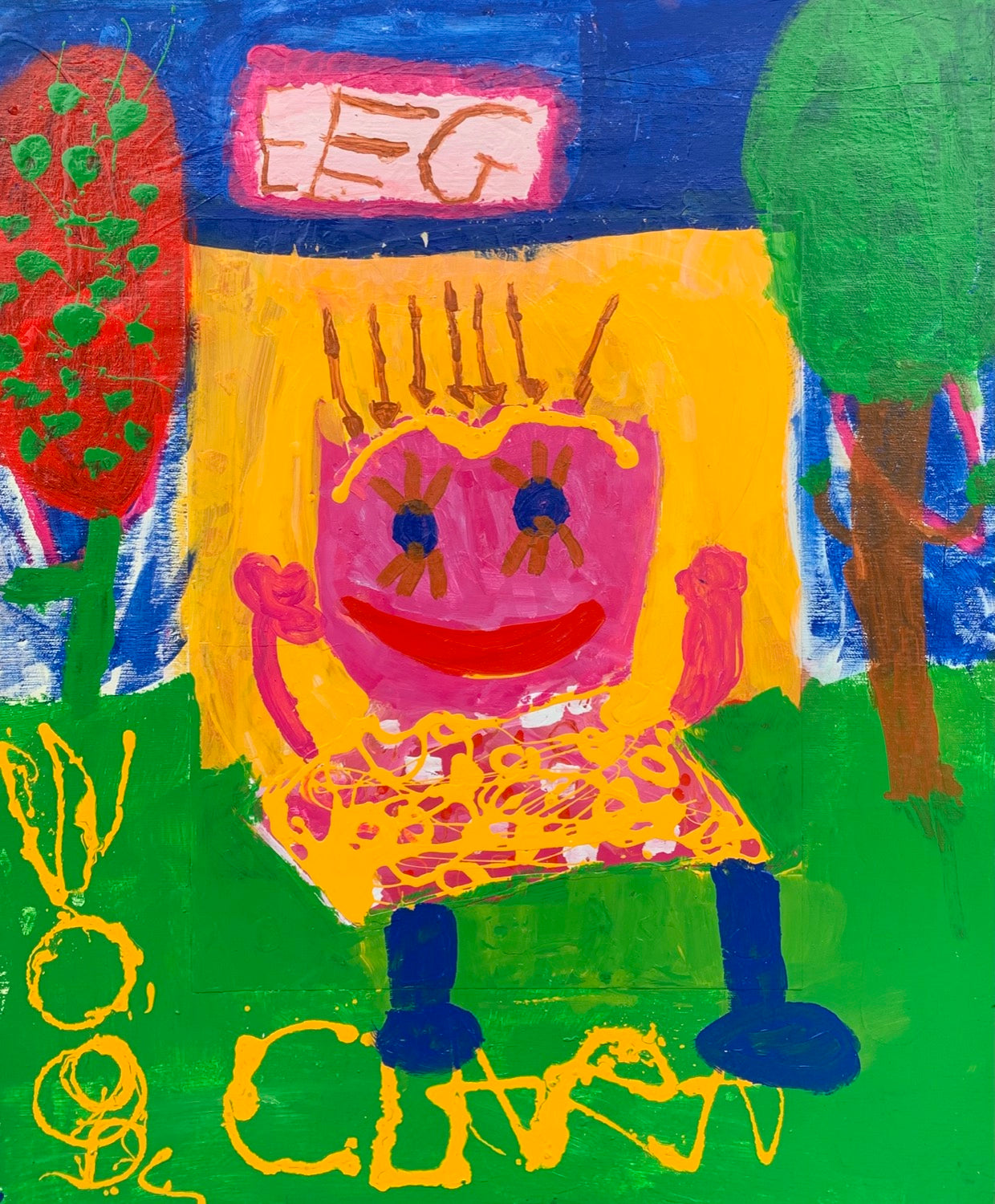 EEG - Painting, acrylic on paper and wood (38x31")