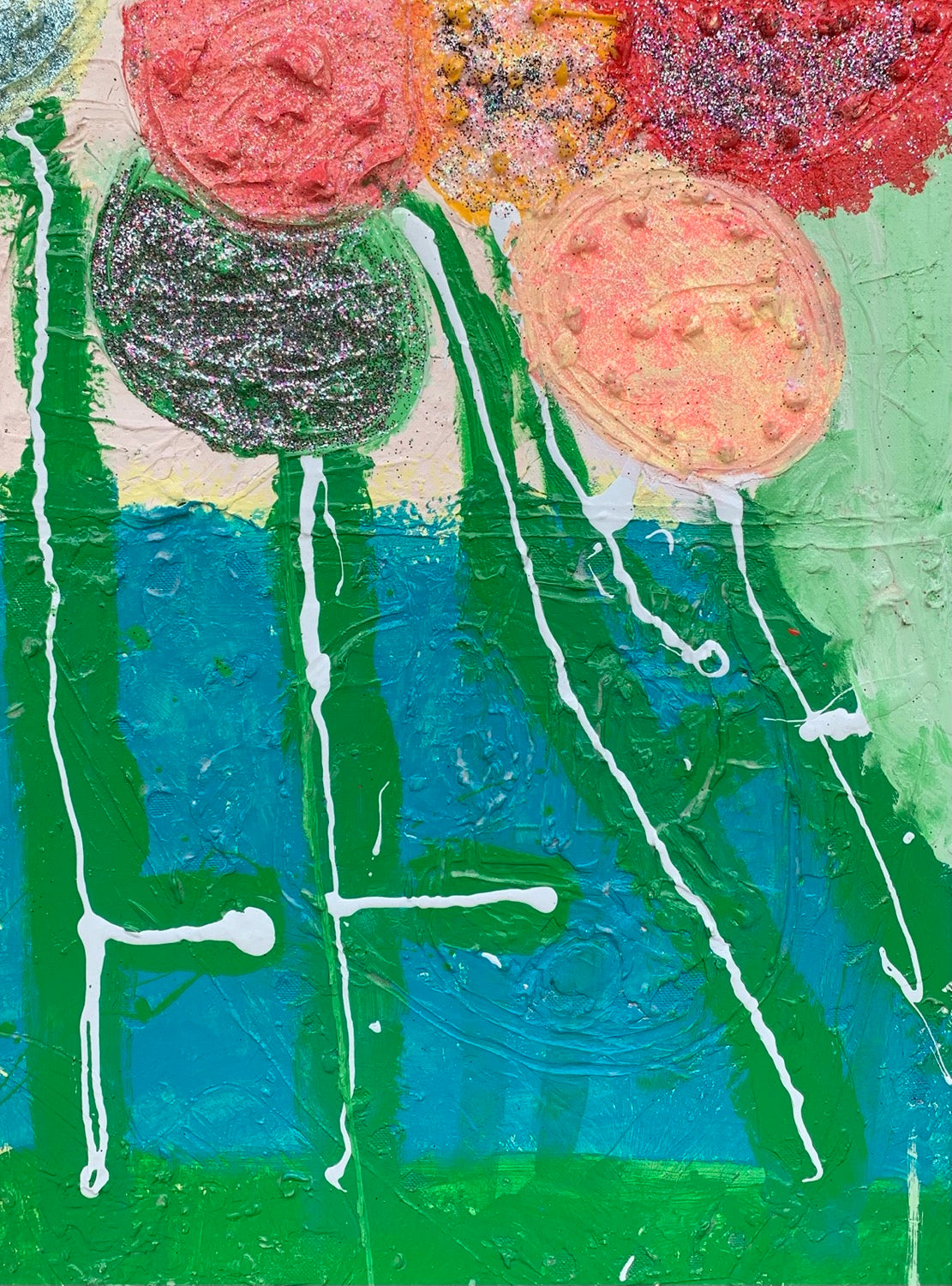 Flourly Ice Creams  - Mix medias on canvas (34"x26")