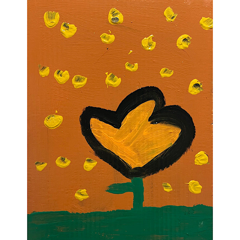 Flower, Painting, Acrylic on cardboard, 2022 (14x11")