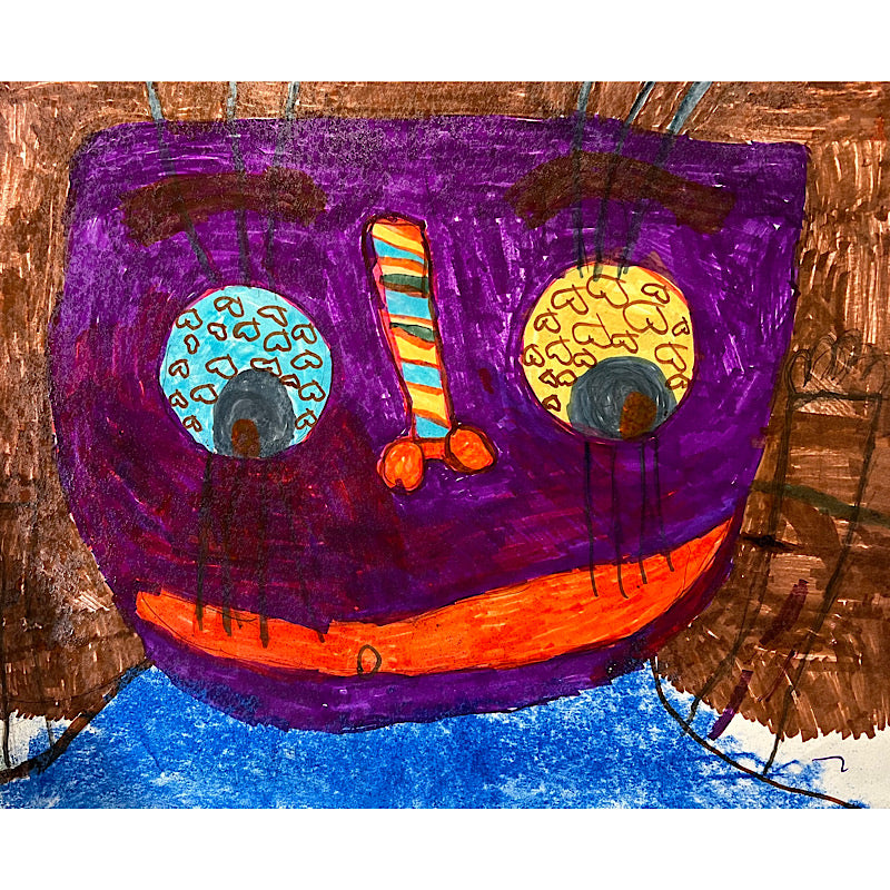 Halloween boy - Original drawing, marker on paper, 2021 (14x17")