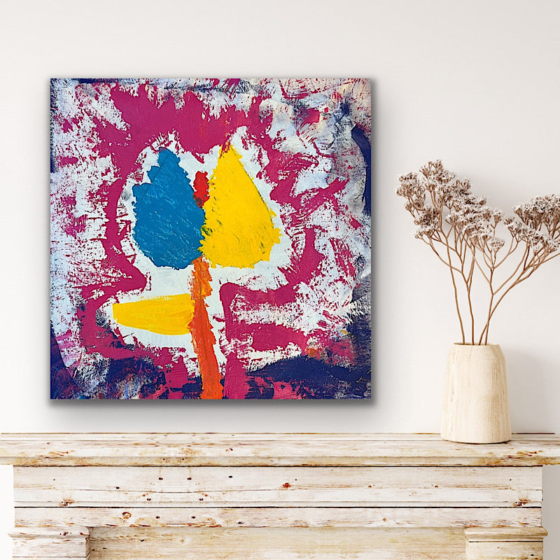 Rainbow Rose, Painting, Painting, Acrylic on canvas, 2021 (28"x28")