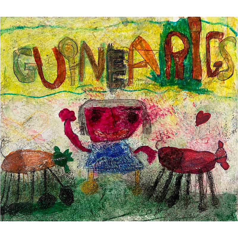 Guinea Pigs - Original drawing, crayon on paper, 2022 (14x17")