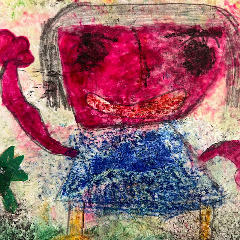 Guinea Pigs - Original drawing, crayon on paper, 2022 (14x17")
