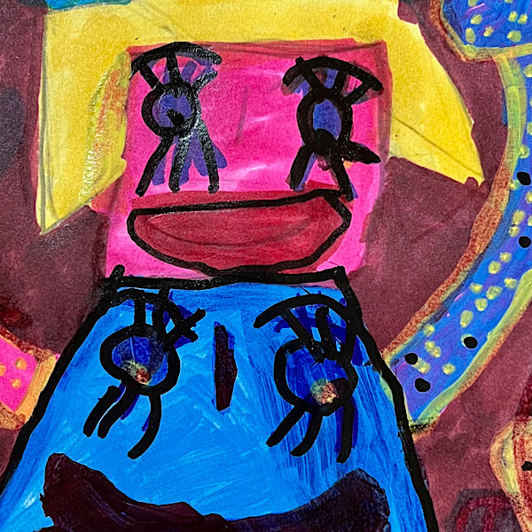 Happy Me, Original Drawing, Marker on paper, 2022 (12"x9")