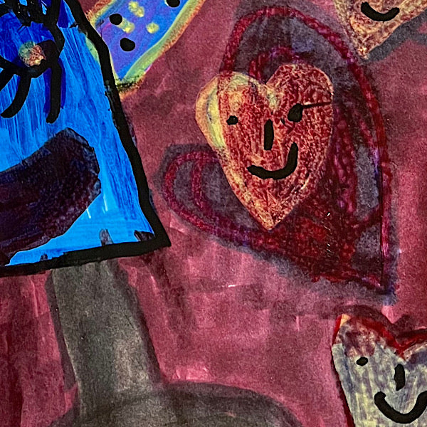 Happy Me, Original Drawing, Marker on paper, 2022 (12"x9")