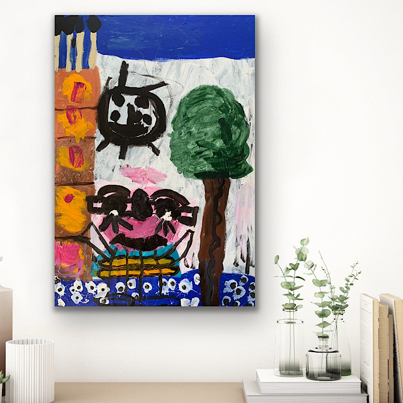 Happy Birthday, Painting, Acrylic on paper and wood, 2020 (39"x27,5")
