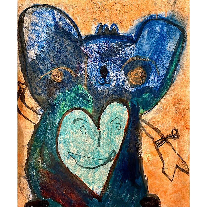 I'll obey mom - Original drawing, Mix media on paper, 2021 (17x14")