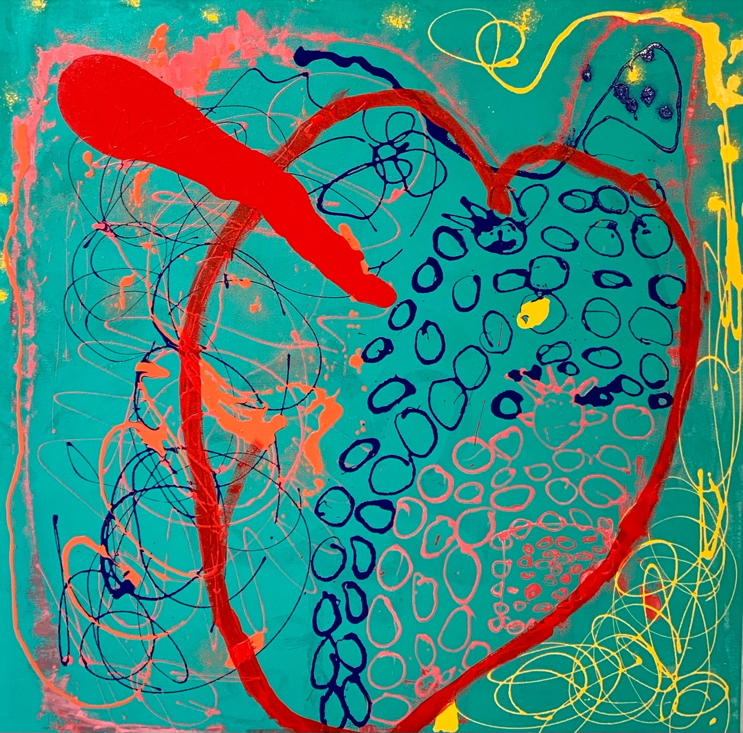 Inside my heart - Painting, acrylic on canvas, 2021 (50”x50")