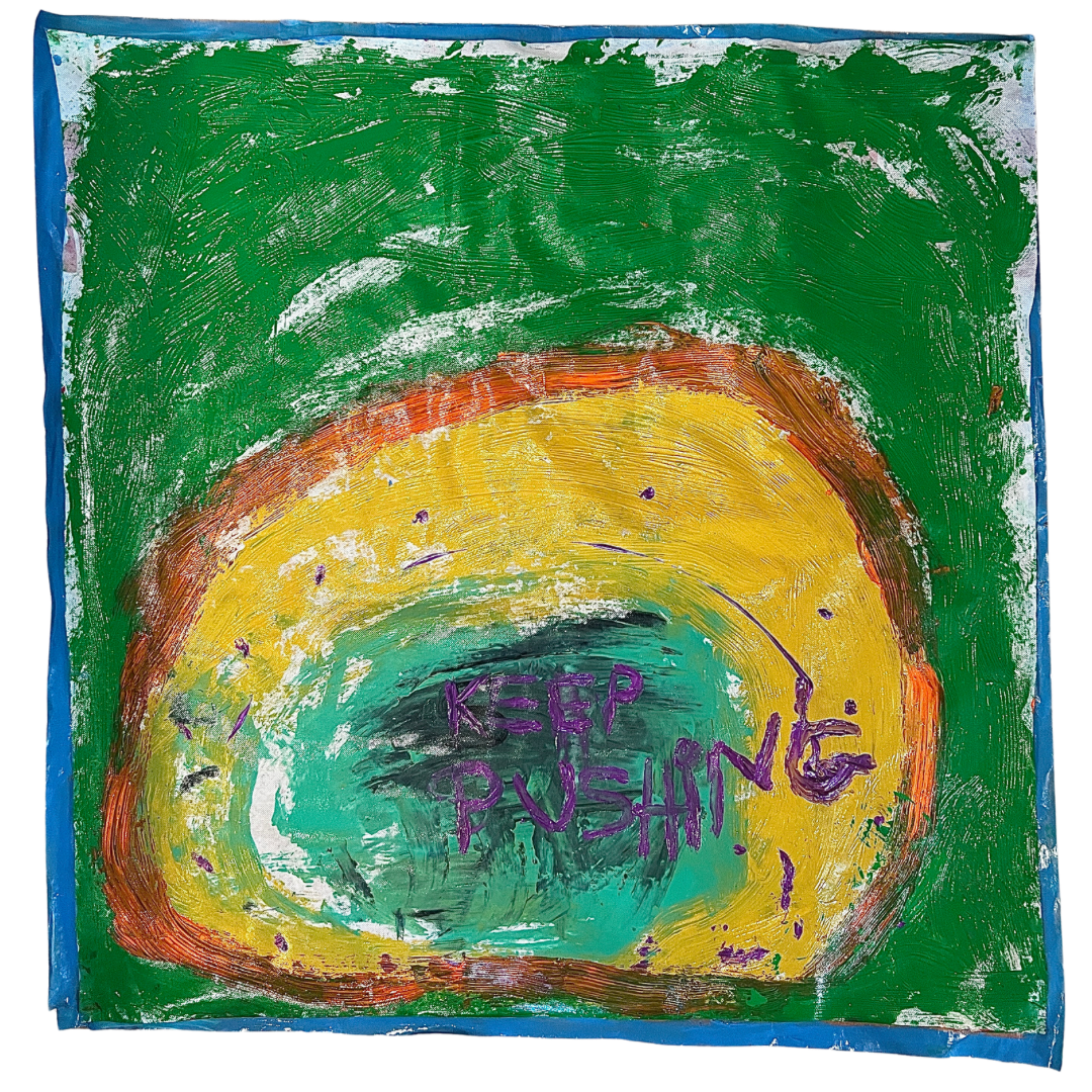 Keep Pushing, Painting, Acrylic on non woven and paper (48x48")