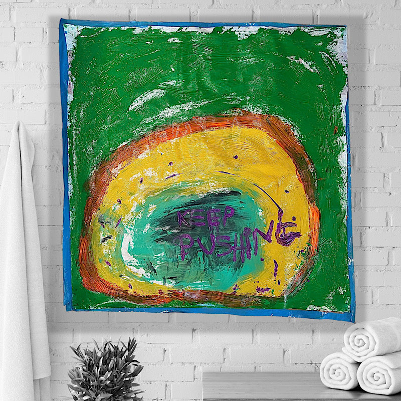 Keep Pushing, Painting, Acrylic on non woven and paper (48x48")