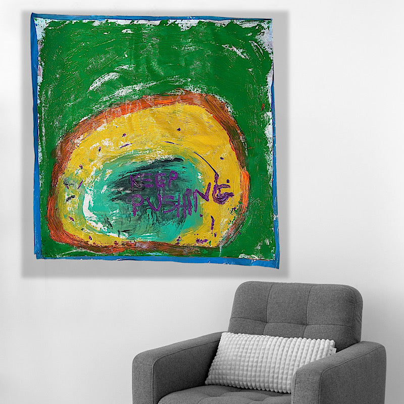 Keep Pushing, Painting, Acrylic on non woven and paper (48x48")