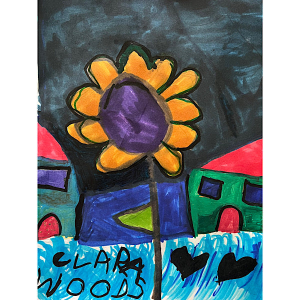 Lotus Flower - Original drawing, marker on paper, 2022 (12x9.5")