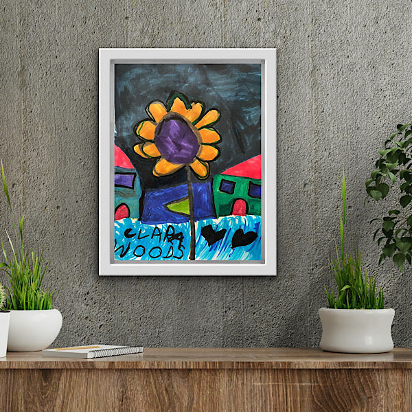 Lotus Flower - Original drawing, marker on paper, 2022 (12x9.5")
