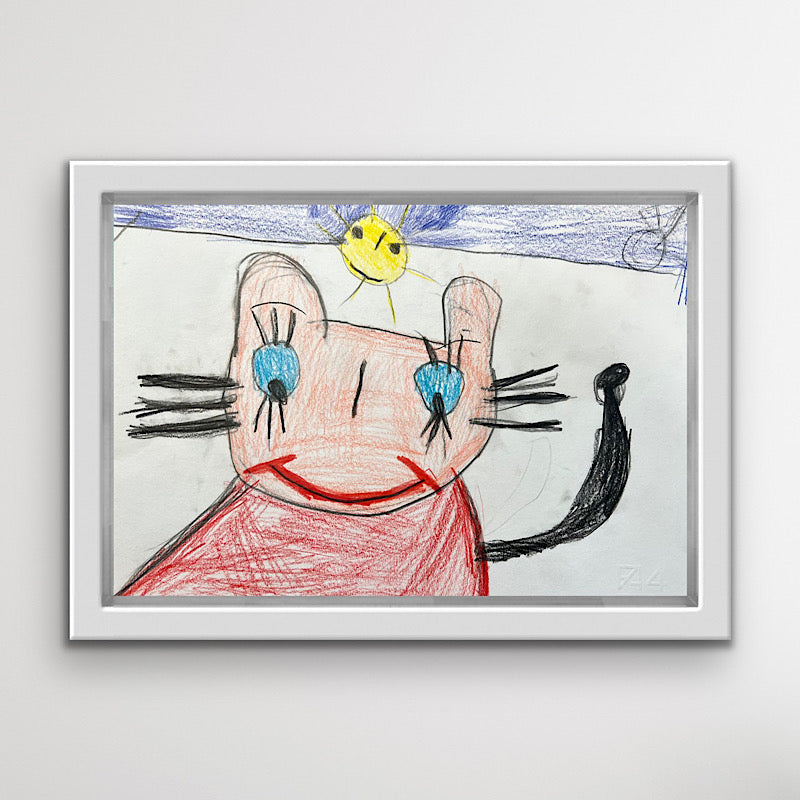 Milo, the cat - Original Drawing, Colored pencil on paper, 2022 (9x13")