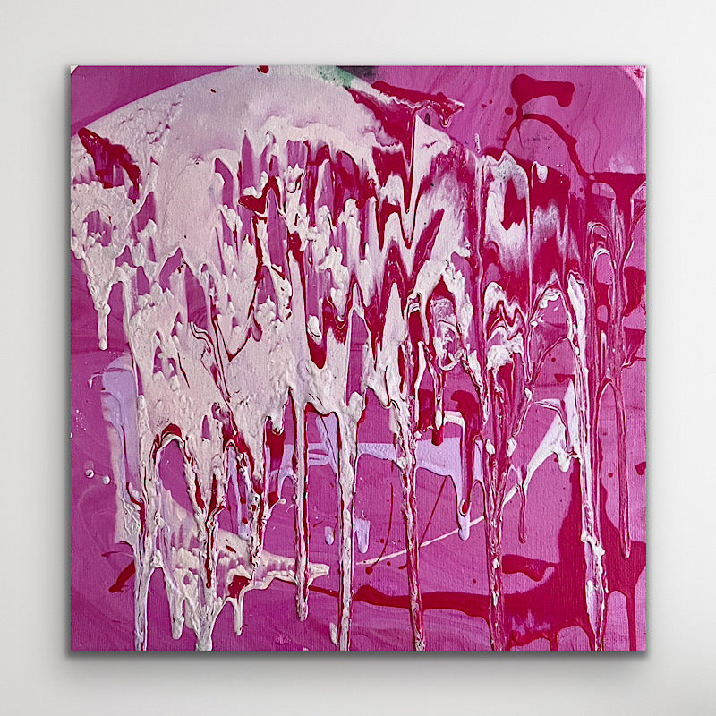 Pink Party, Painting, Acrylic on canvas, 2022 (12x12")