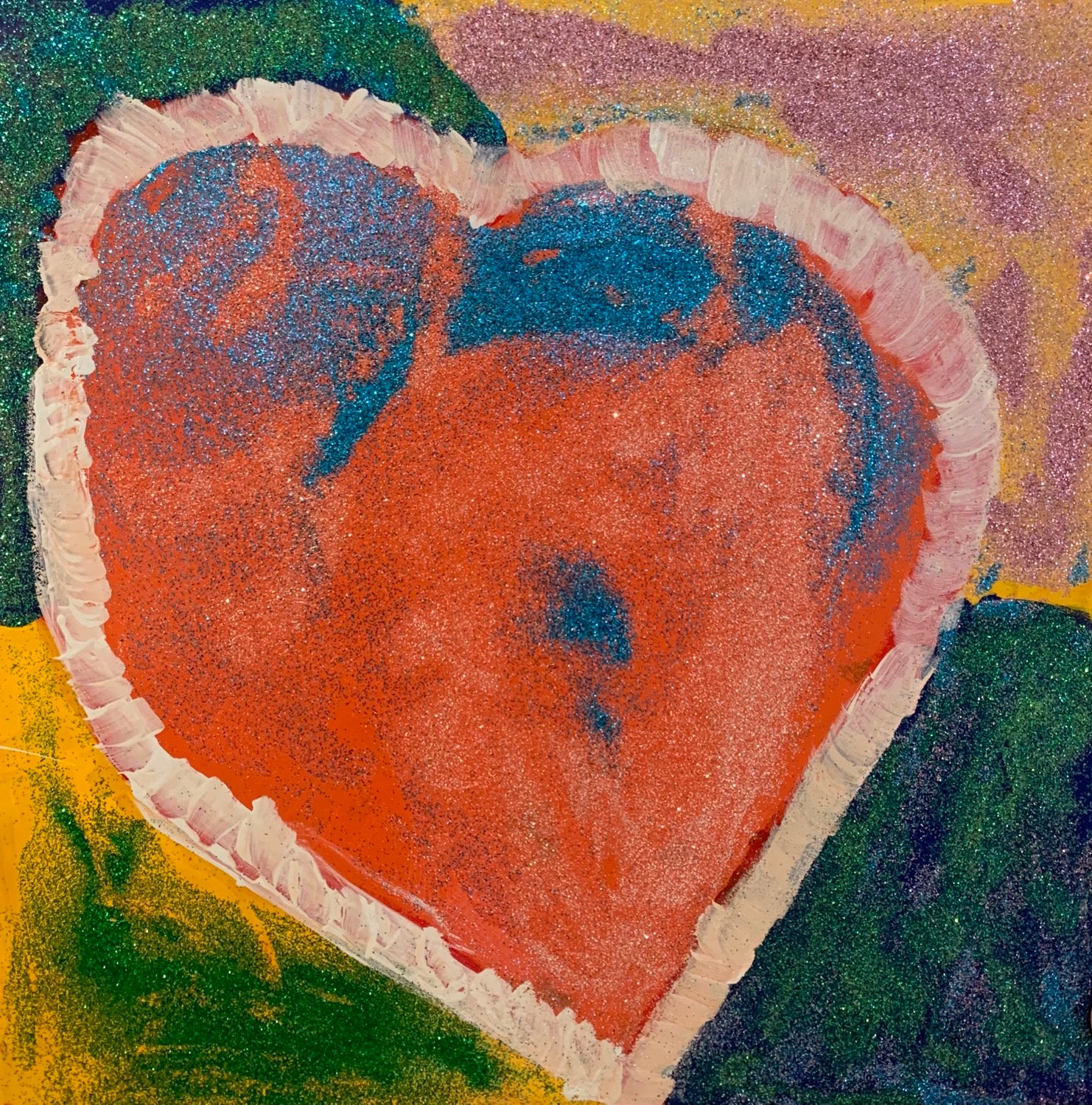 Shining Heart - Painting, acrylic and glitter on plywood, 2021 (23,5"x23,5")