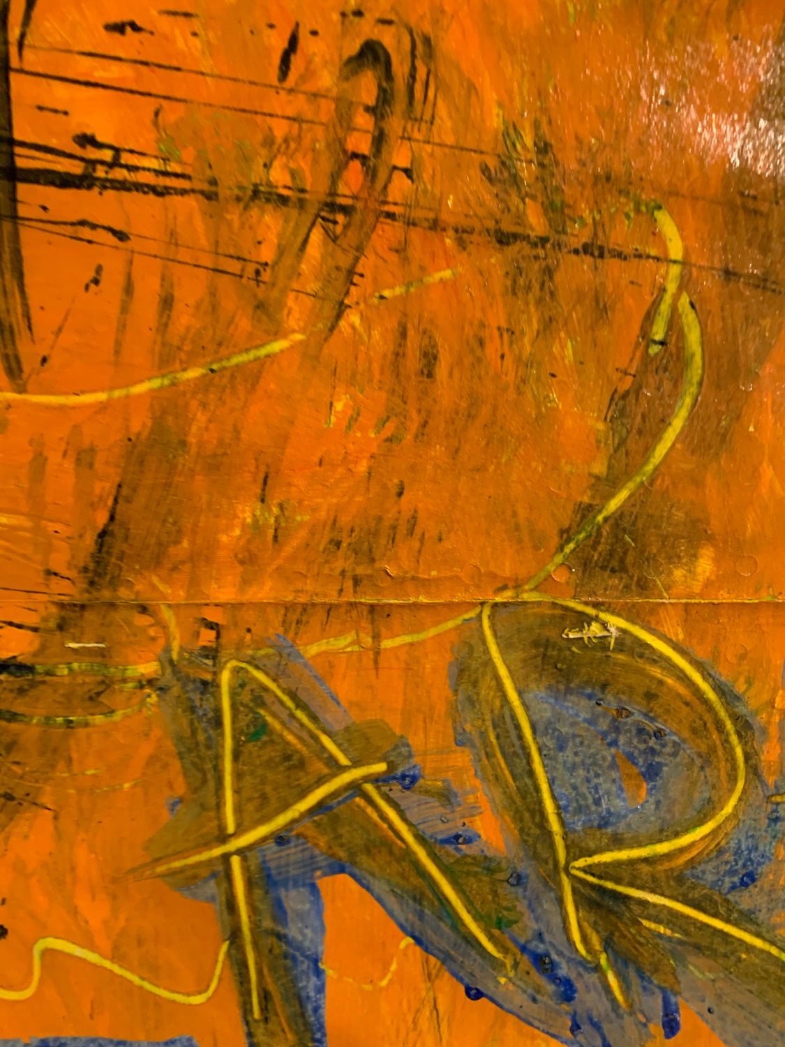 Stretching heart - Painting, acrylic on paper and wood (65x29")
